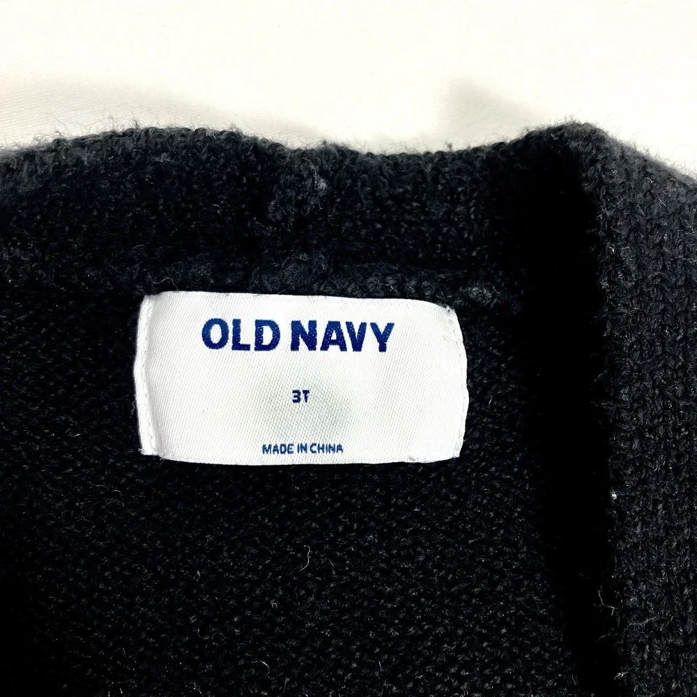 Old Navy Sweater‎ Black White Fair Isle Geometric Knit Toddler 3T